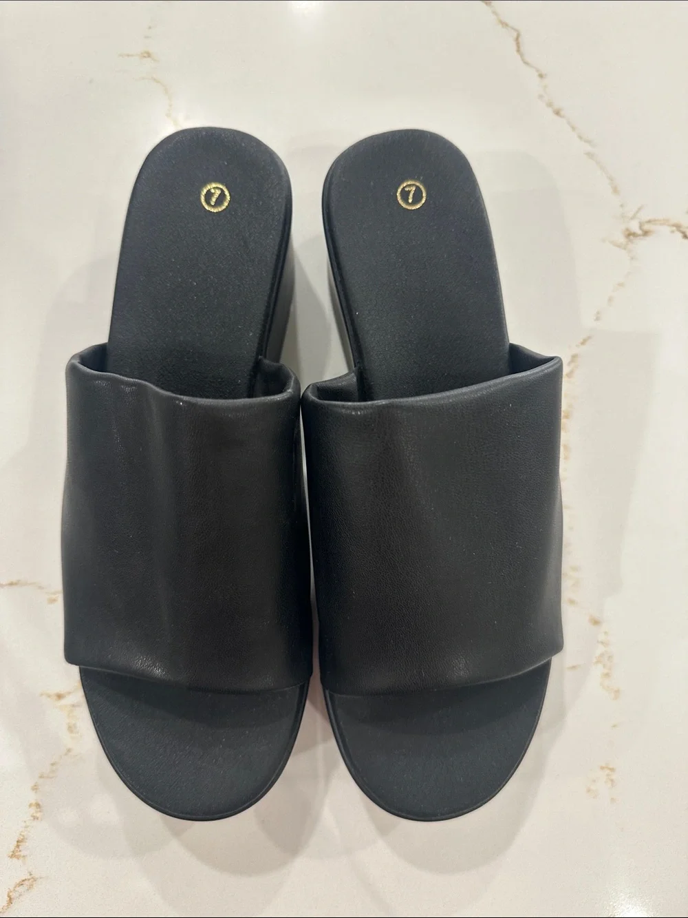 Black Platform Slide Sandals - Unbranded